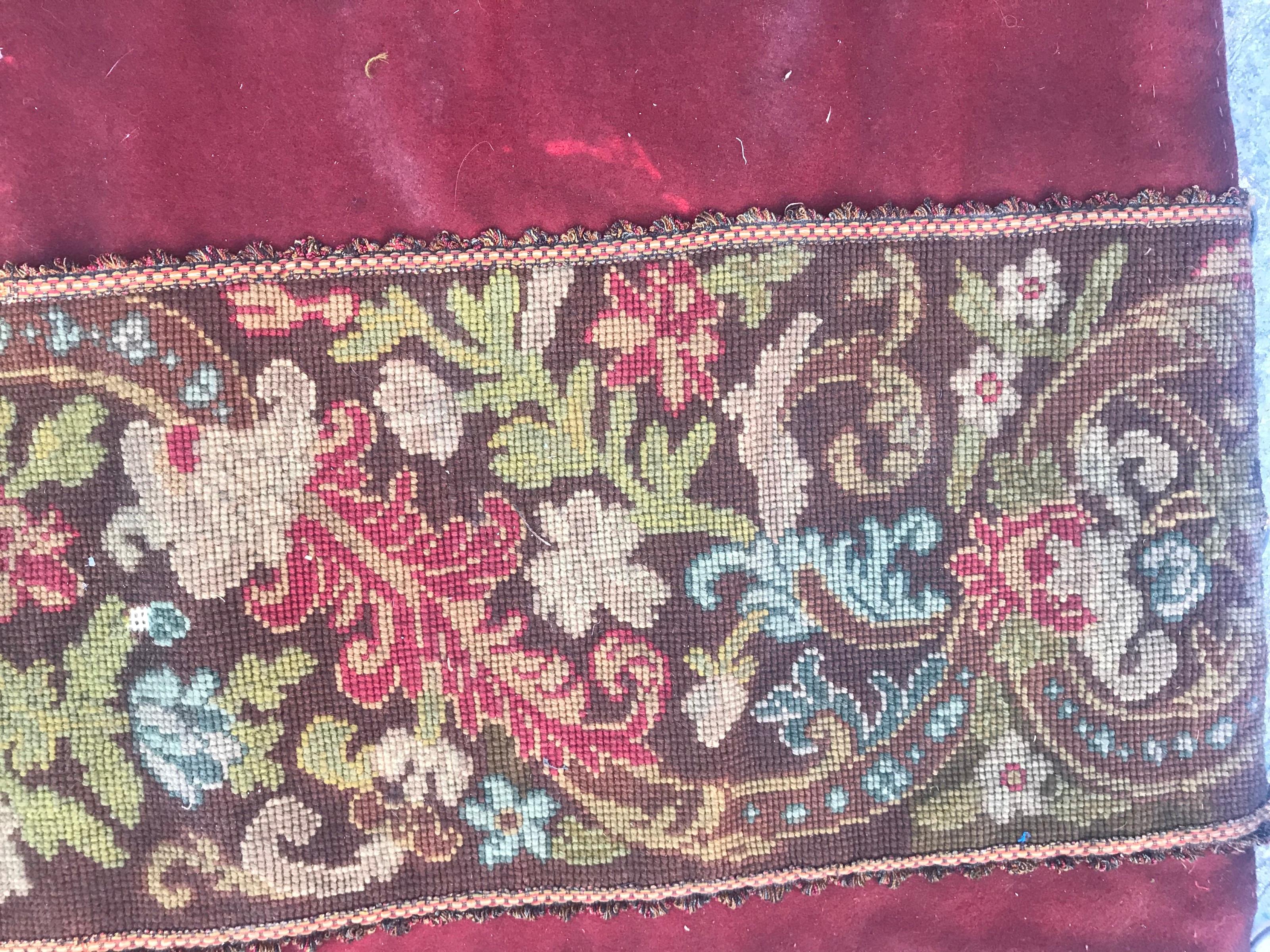 French Antique Needlepoint Panel Tapestry