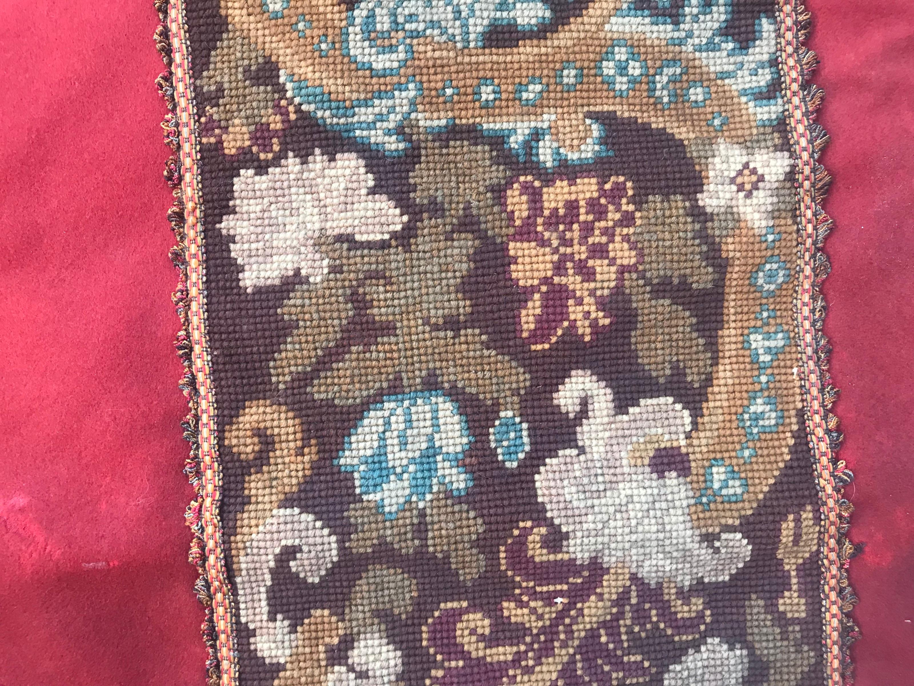 19th Century Antique Needlepoint Panel Tapestry
