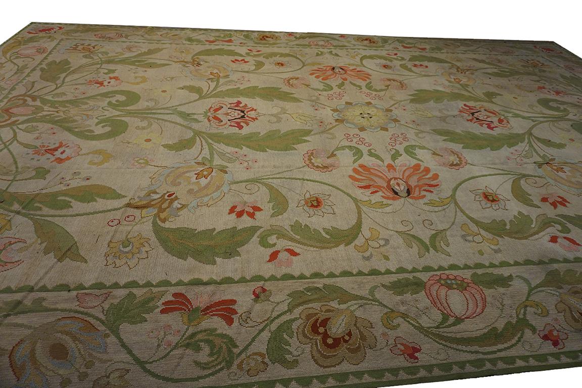 Mid-20th Century 1930s Portuguese Arraiolos Needlepoint Carpet ( 14'2