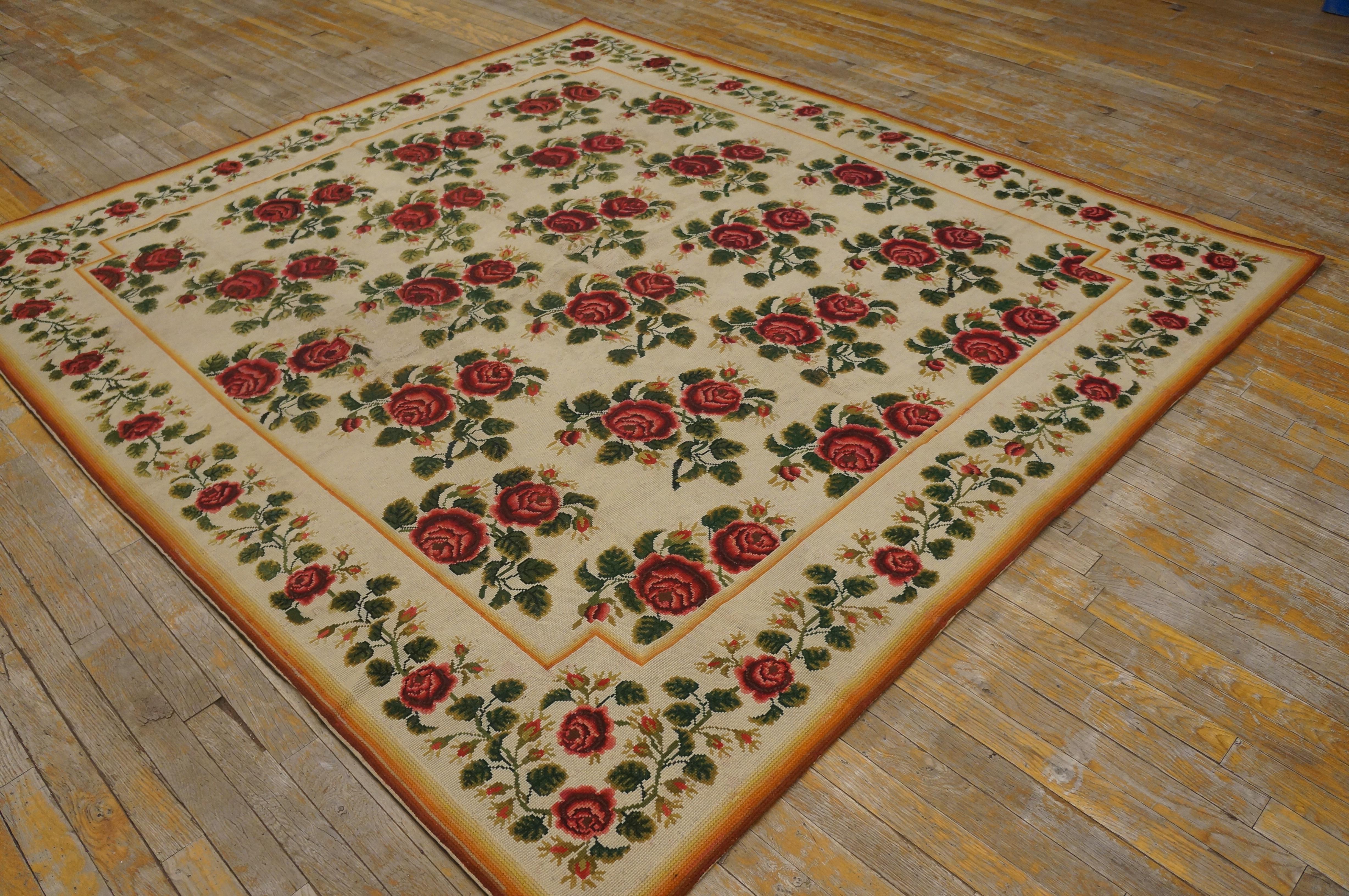Wool 19th Century English Needlepoint Carpet ( 6'10