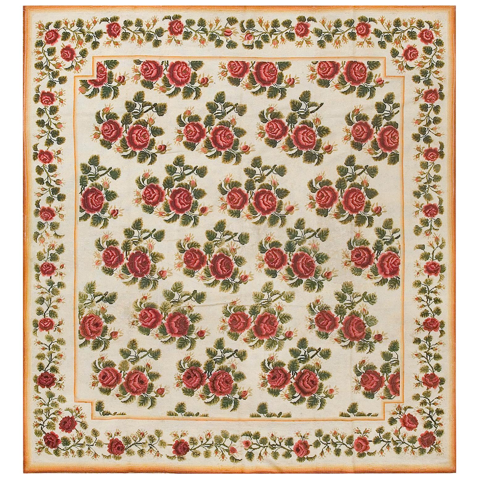 19th Century English Needlepoint Carpet ( 6'10" x 7'6" - 208 x 230 )
