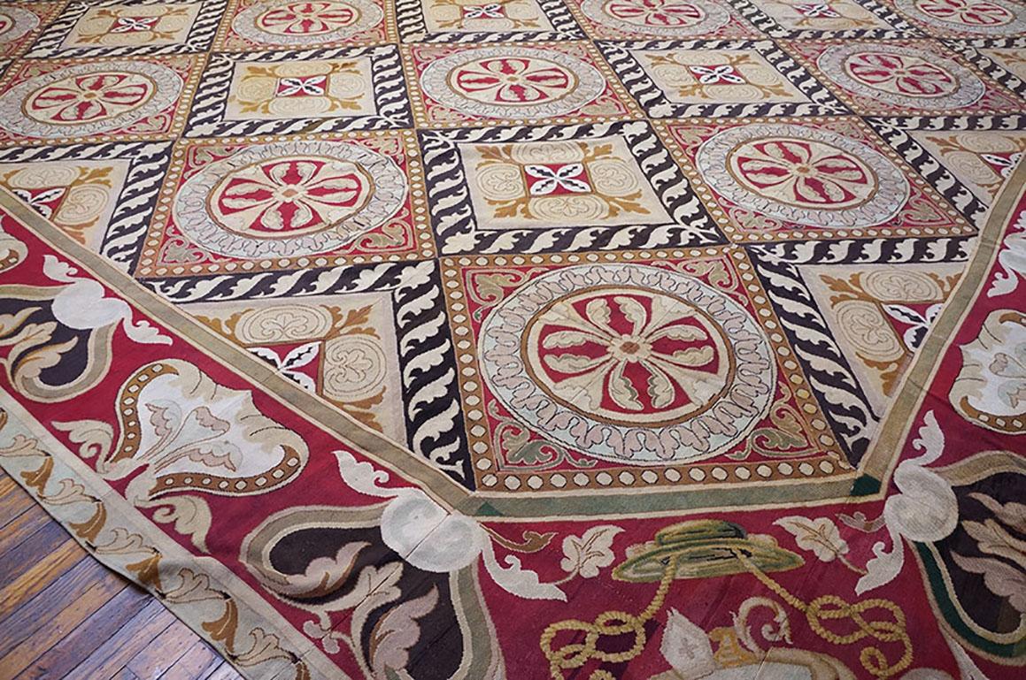 Wool 19th Century French Needlepoint Carpet ( 17'6