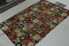 Antique Needlepoint Rug in with Red and Green Floral Patterns, by Rug & Kilim