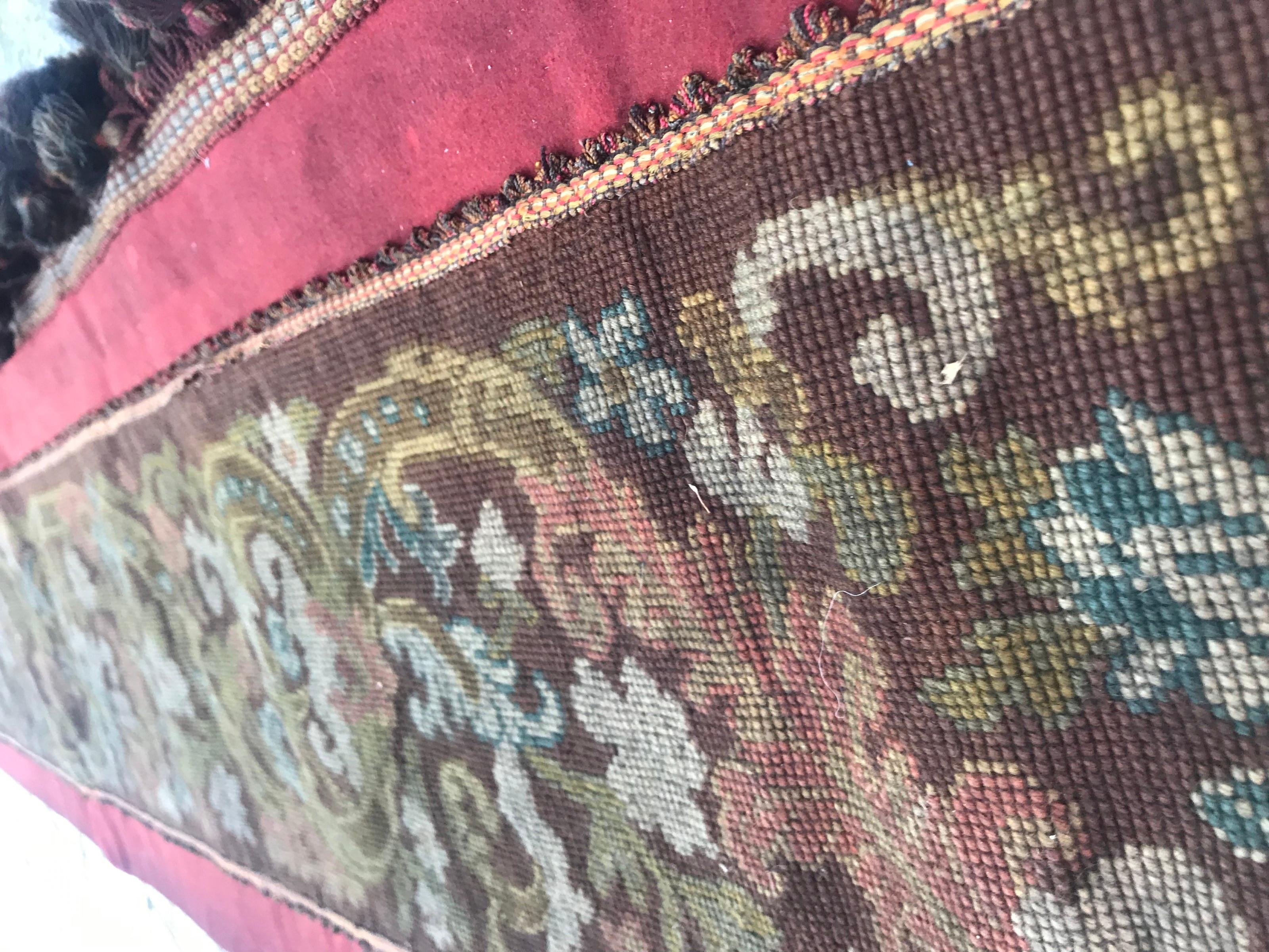 19th Century Antique Needlepoint Tapestry Panel