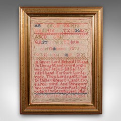 Antique Needlework Sampler, English, Framed, Embroidery Panel, Victorian, C.1854