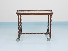 Antique Neo-Baroque Italian Barley Twist Bar Cart Serving Trolley, Italy, 1920s