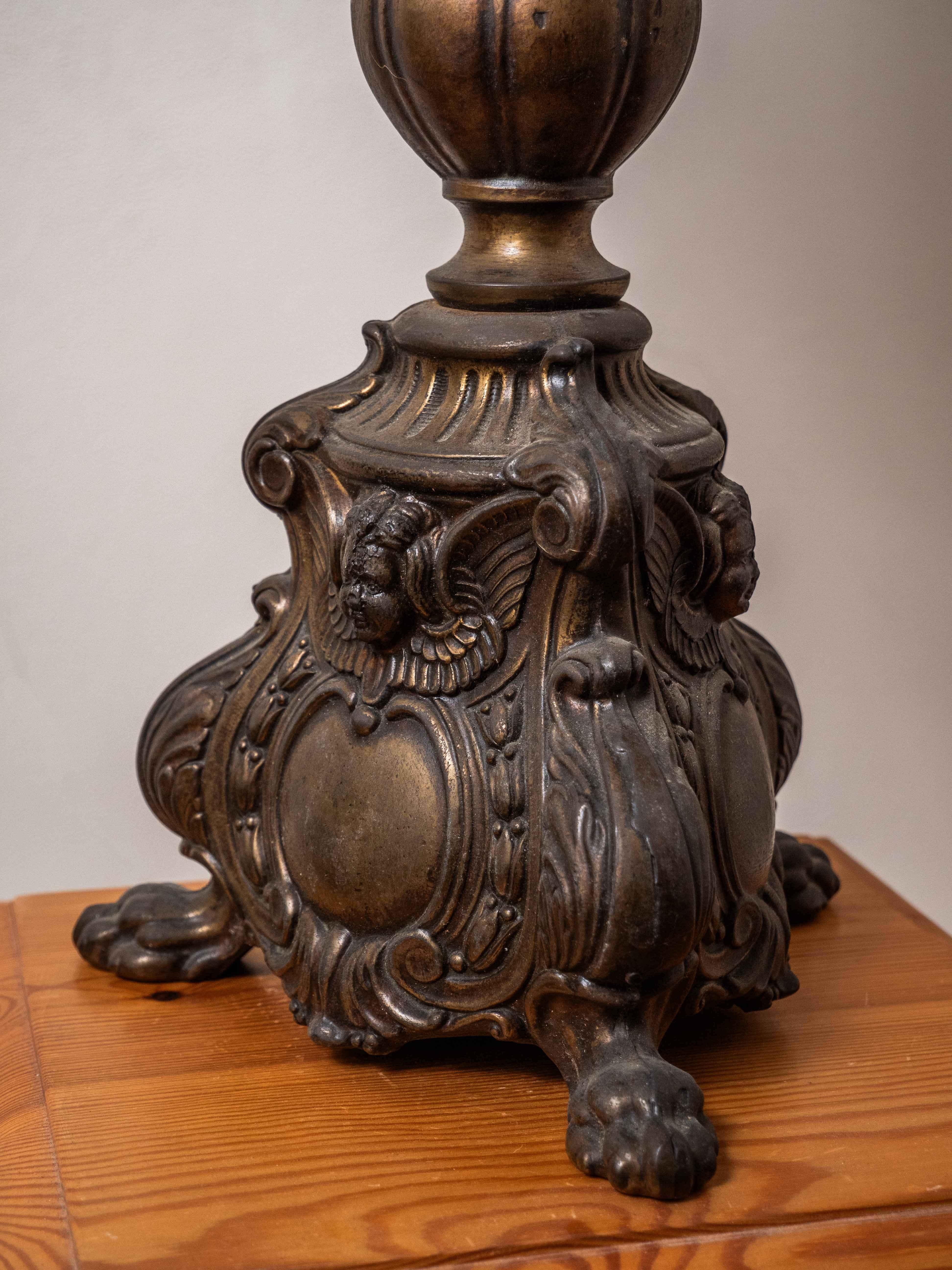 Antique neo-baroque table lamp with original shade In Good Condition For Sale In STRAČOV, CZ