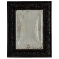 Antique Neo-Baroque Wall Mirror, Black Carved Frame, France, 1900s