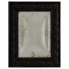 Antique Neo-Baroque Wall Mirror, Black Carved Wood, France, 1900s