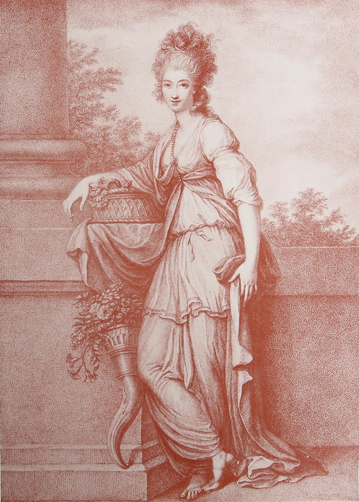 Wonderful red ochre print of an 18th Century Francesco Bartolozzi engraving after R.Cosway.

Publshed by Otto Limited, London 1907

Text on verso

The measurement is the paper size

Unframed