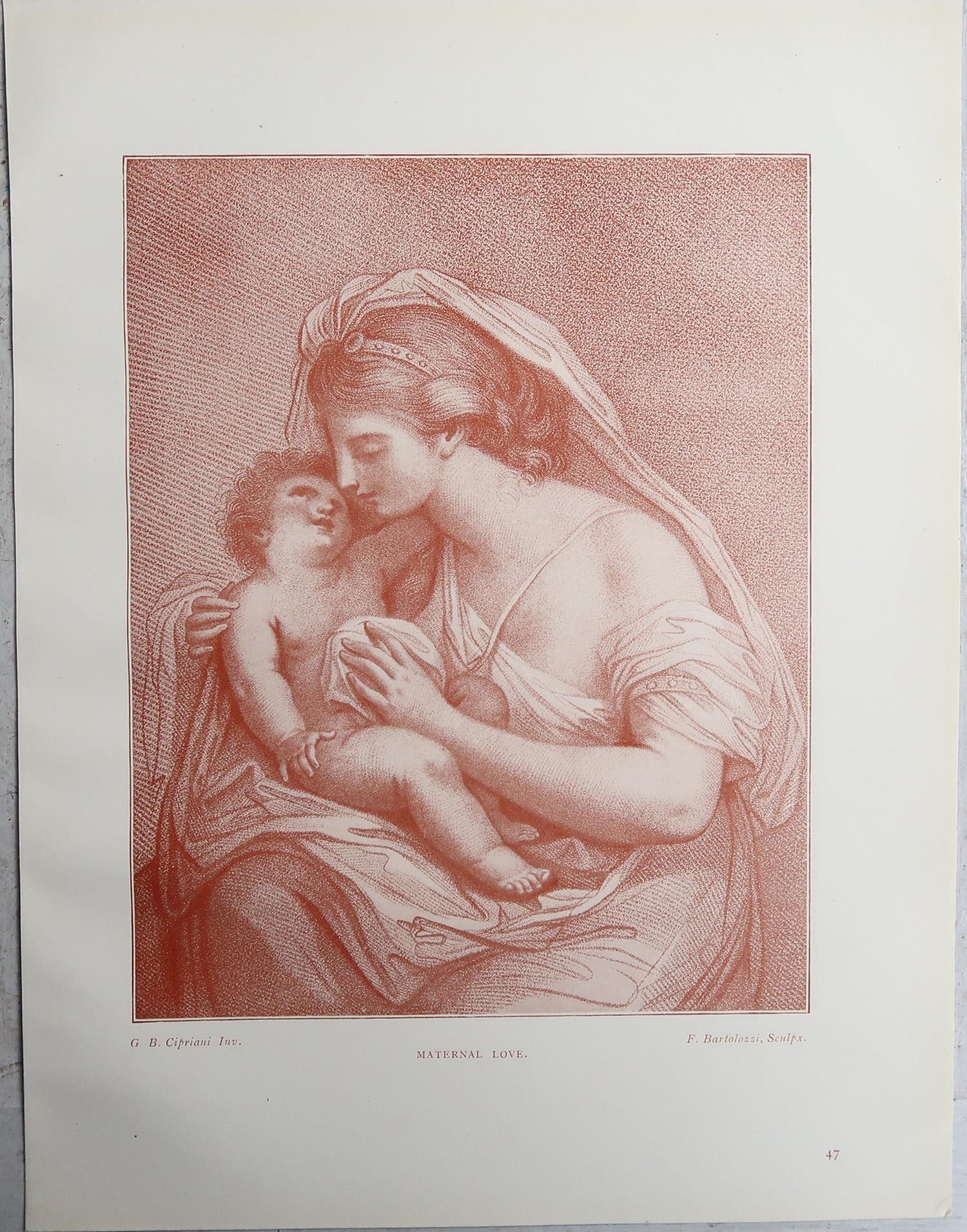 English Antique Neo-Classical Bartolozzi Print. 1907 For Sale