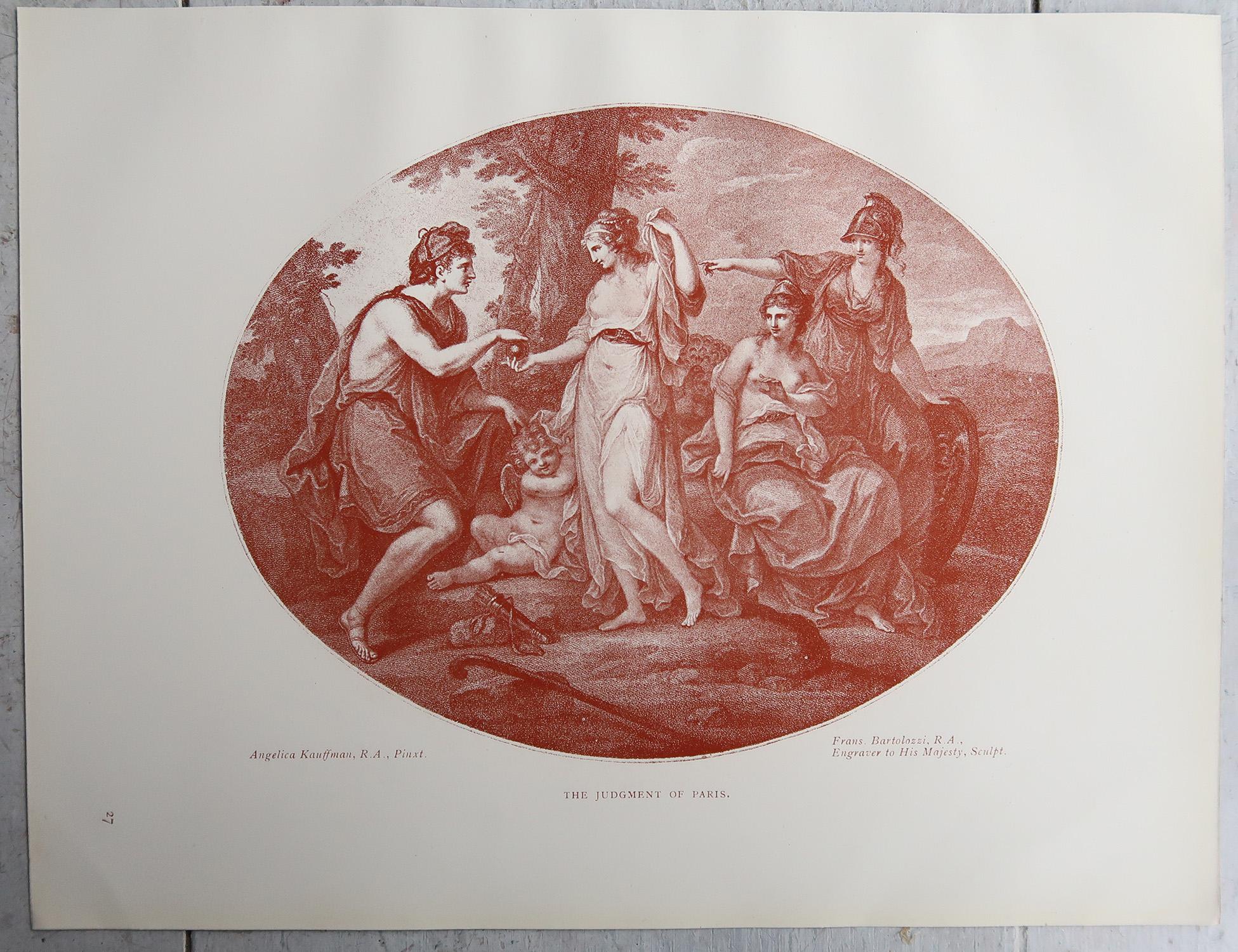 English Antique Neo-Classical Bartolozzi Print. 1907 For Sale