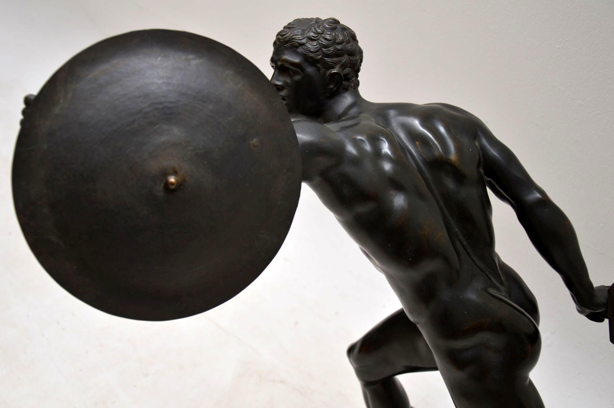 Antique Neoclassical Greek Warrior Bronze Sculpture 7