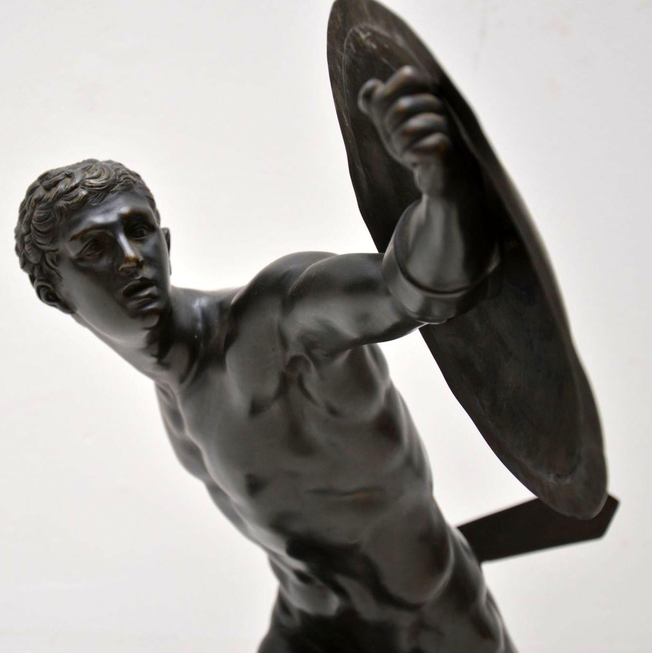 English Antique Neoclassical Greek Warrior Bronze Sculpture