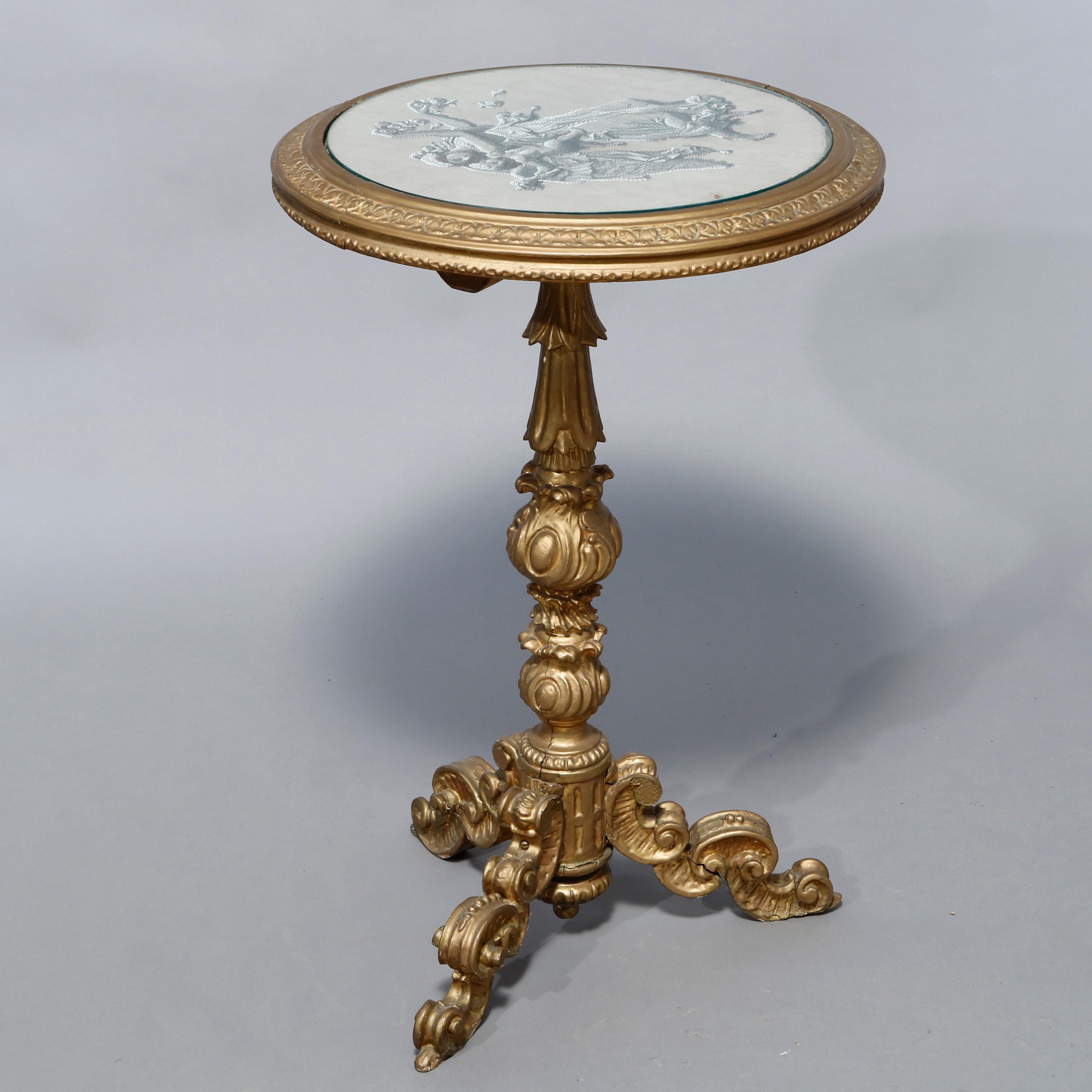 Antique Neo-Classical Italian Giltwood Tilt-Top Table, Circa 1880 5