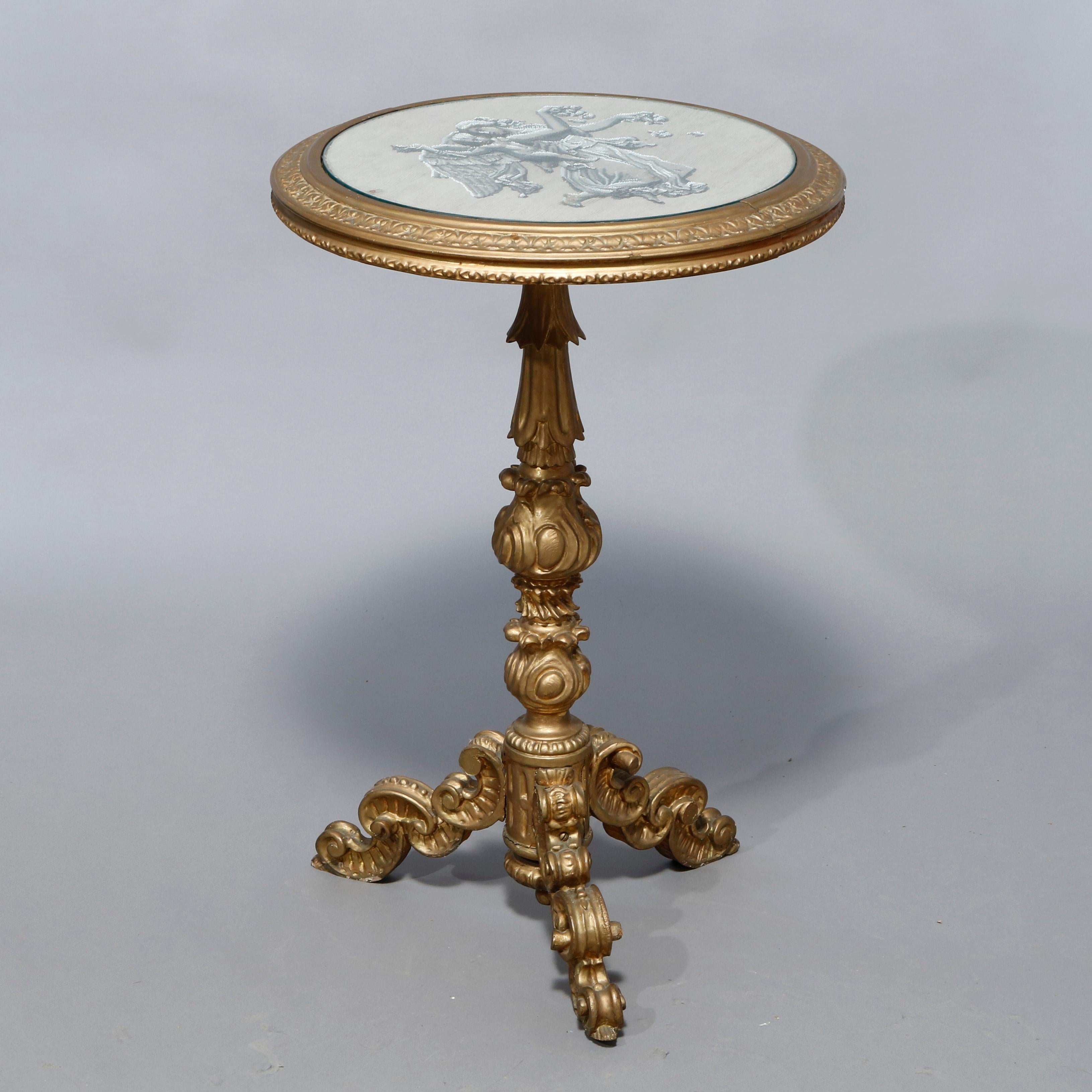 Antique Neo-Classical Italian Giltwood Tilt-Top Table, Circa 1880 6