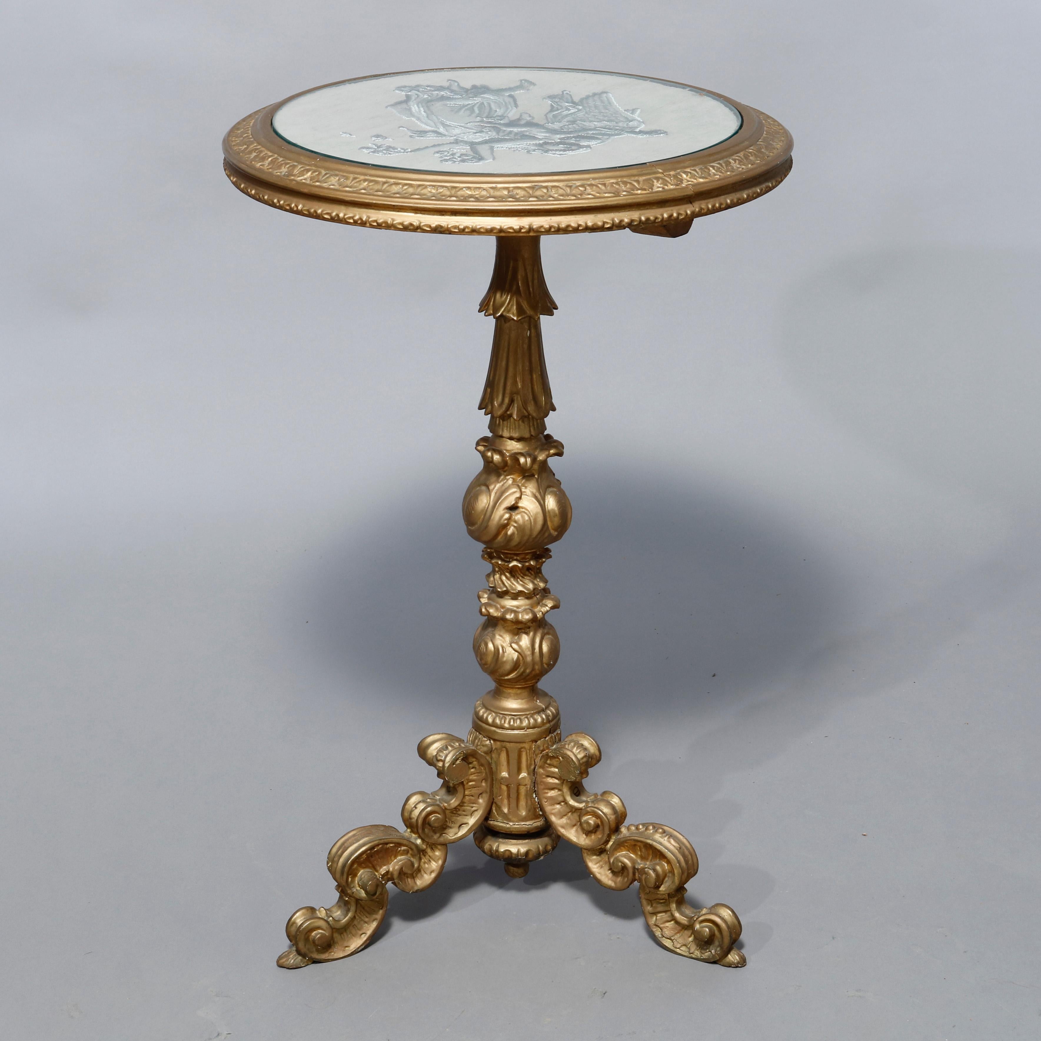 Antique Neo-Classical Italian Giltwood Tilt-Top Table, Circa 1880 7
