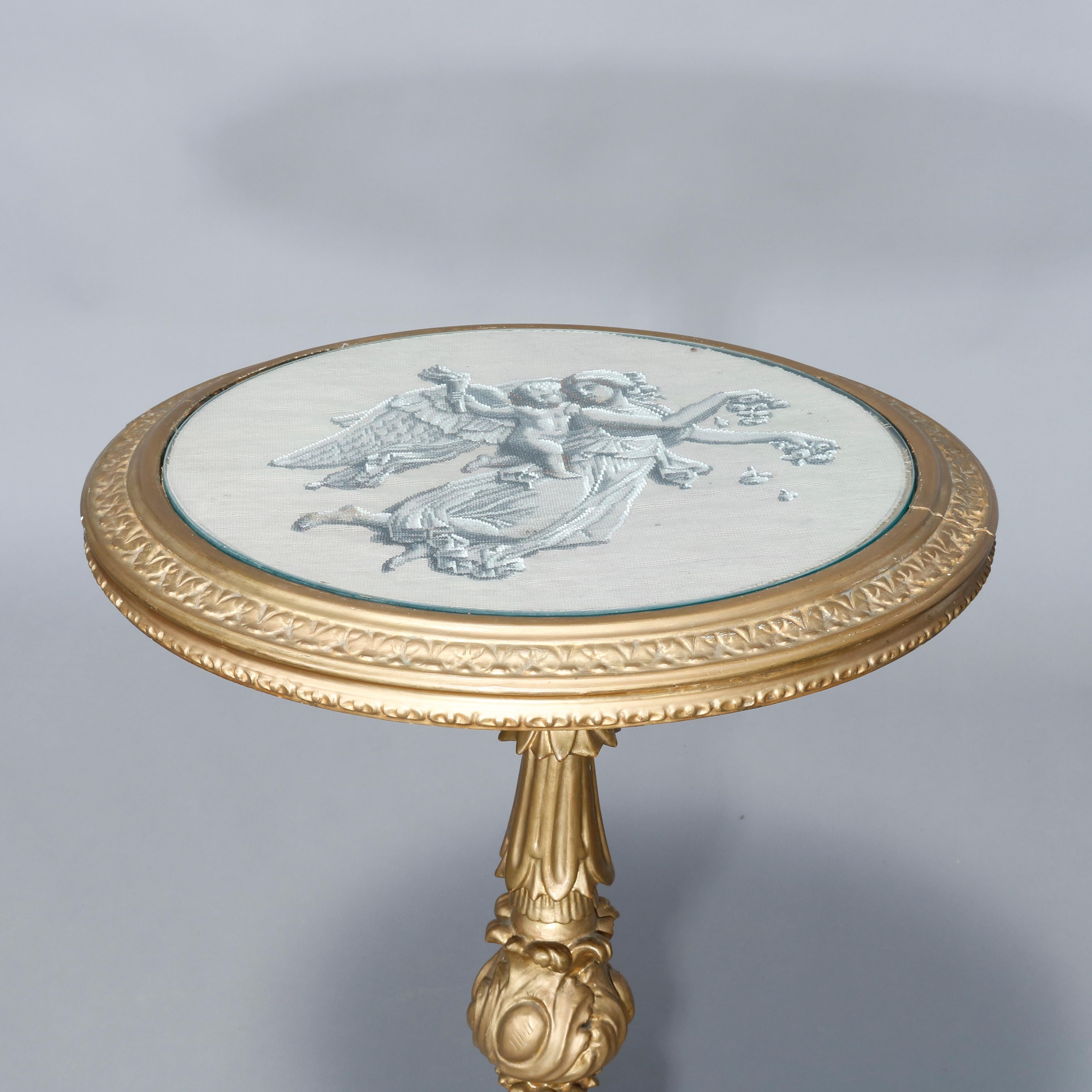 Neoclassical Antique Neo-Classical Italian Giltwood Tilt-Top Table, Circa 1880