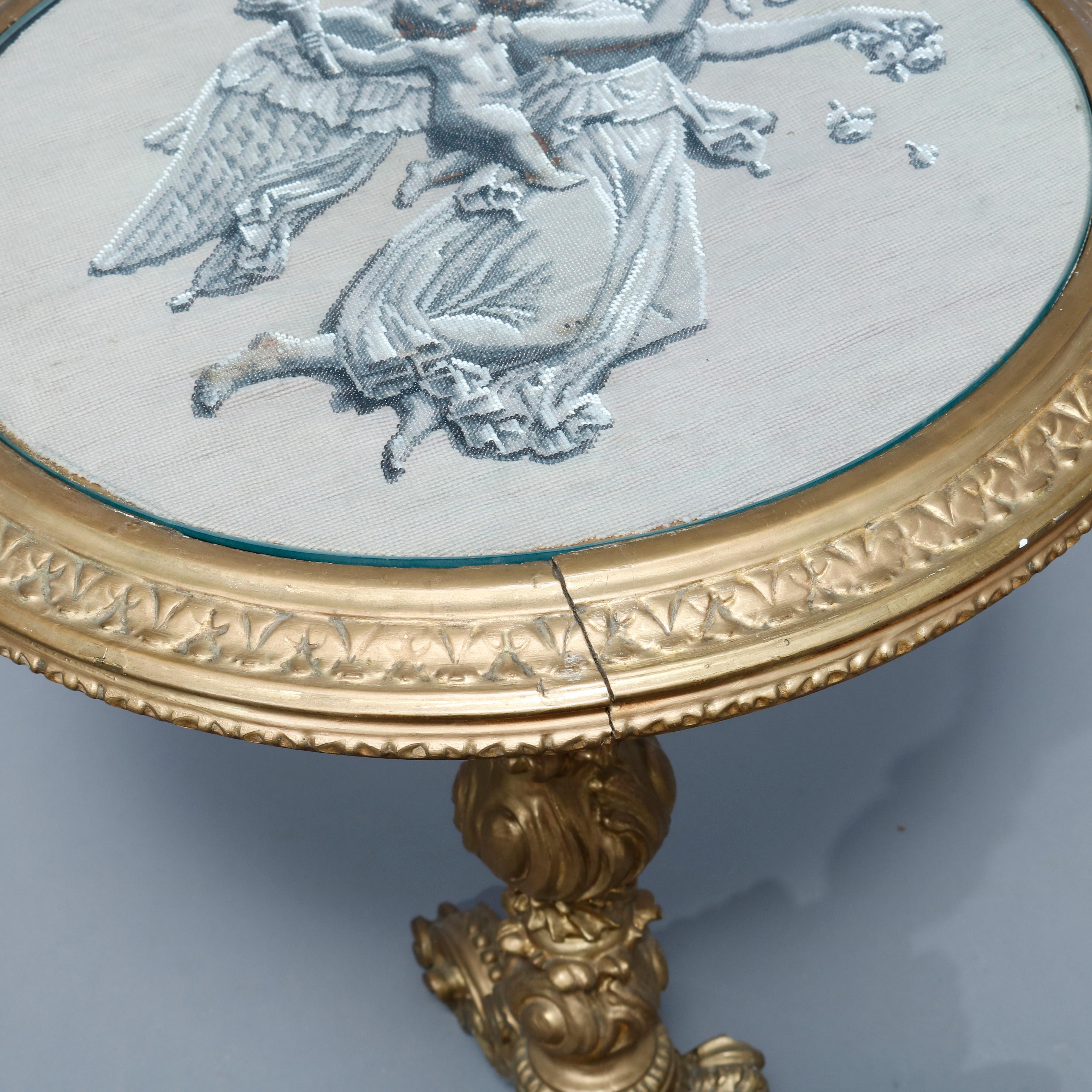 19th Century Antique Neo-Classical Italian Giltwood Tilt-Top Table, Circa 1880