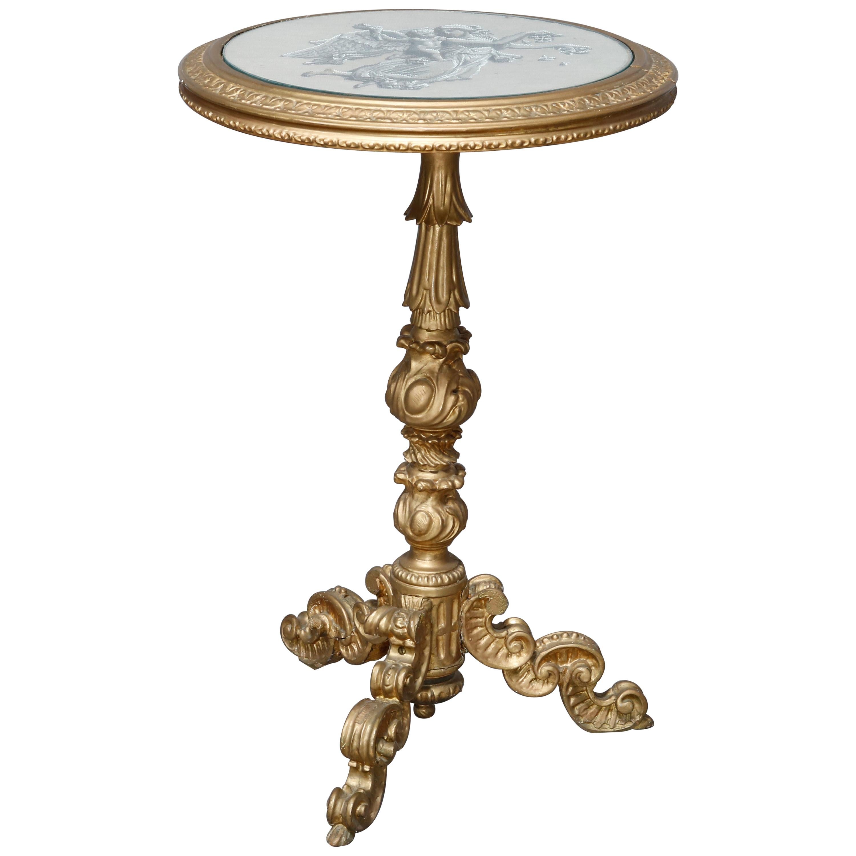 Antique Neo-Classical Italian Giltwood Tilt-Top Table, Circa 1880