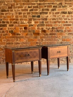 Antique Neoclassical Italian Marble-Topped Bedside Cabinets