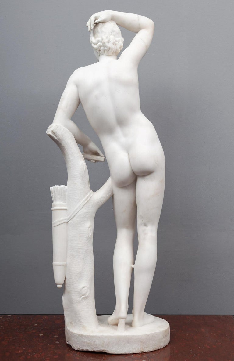 Carved Antique Neoclassical Statuary Marble Statue For Sale