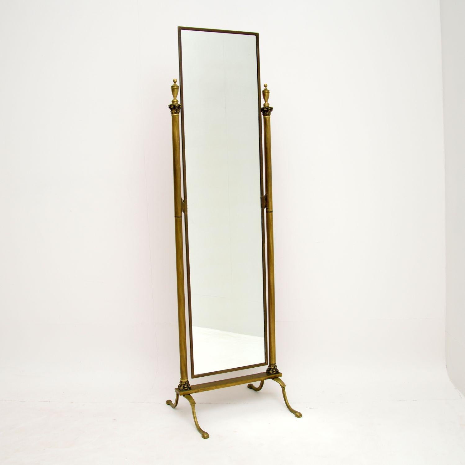 brass standing mirror vintage