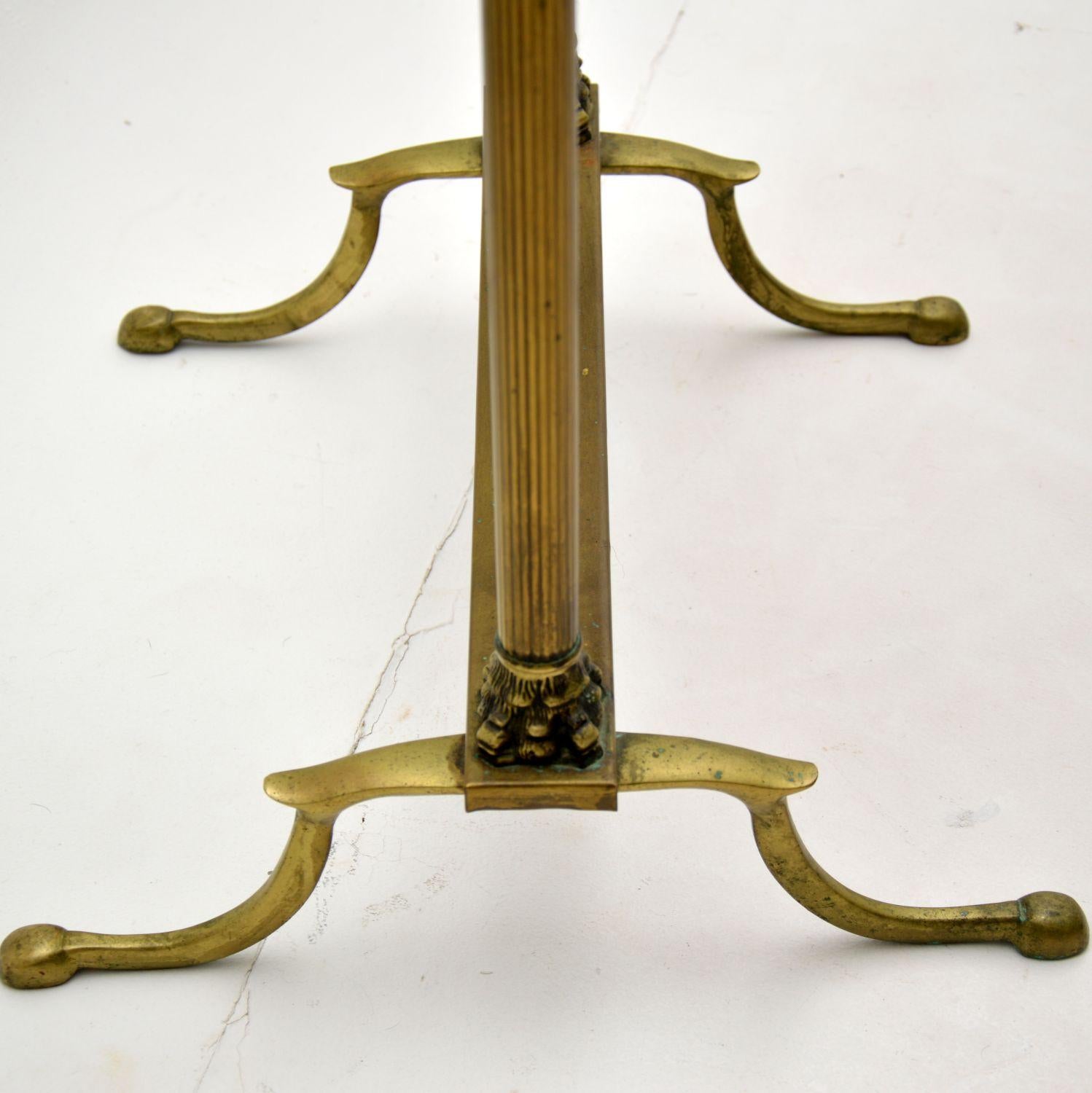 English Antique Neo-Classical Style Brass Cheval Mirror By Peerage