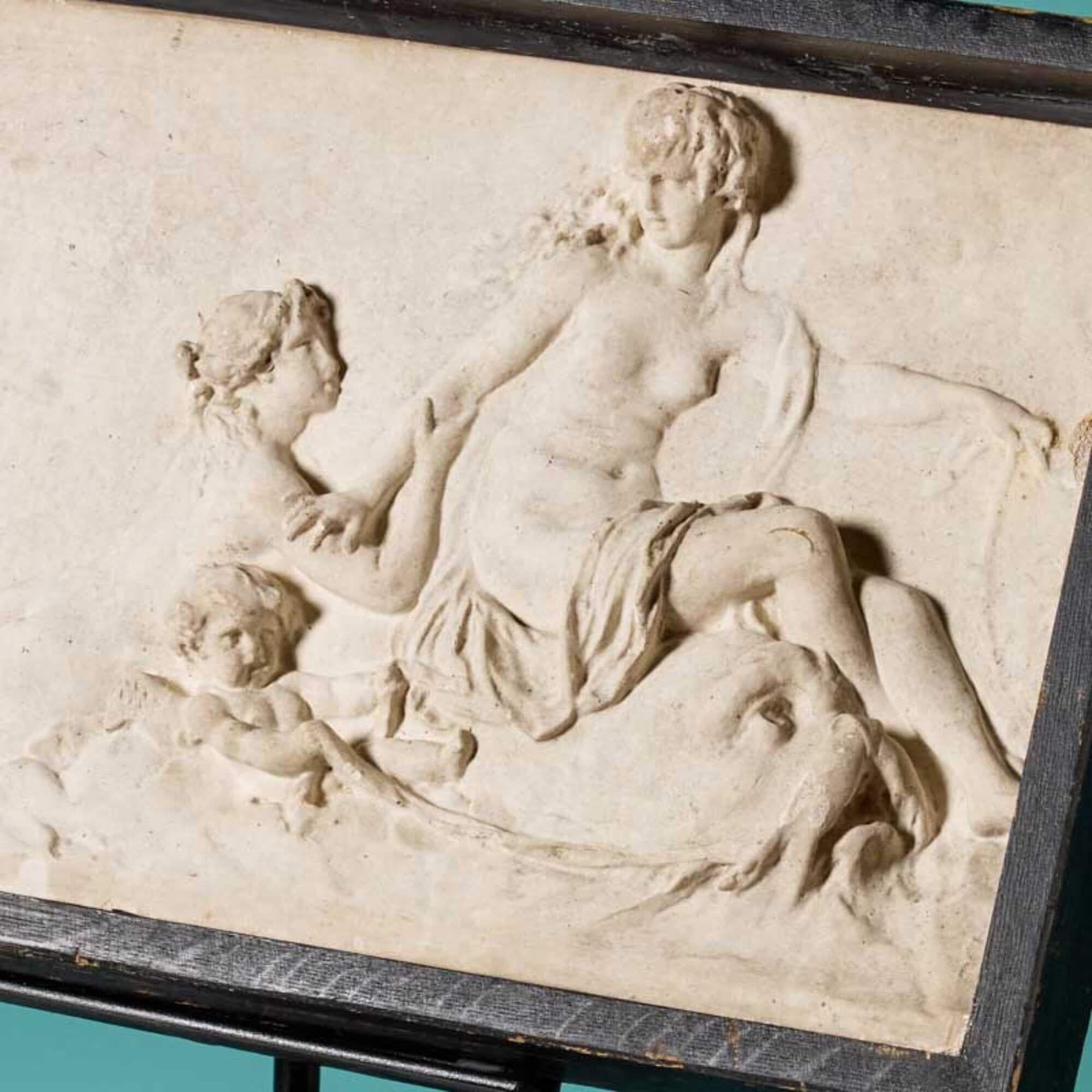 20th Century Antique Neo-classical Style Plaster Plaque in Frame For Sale
