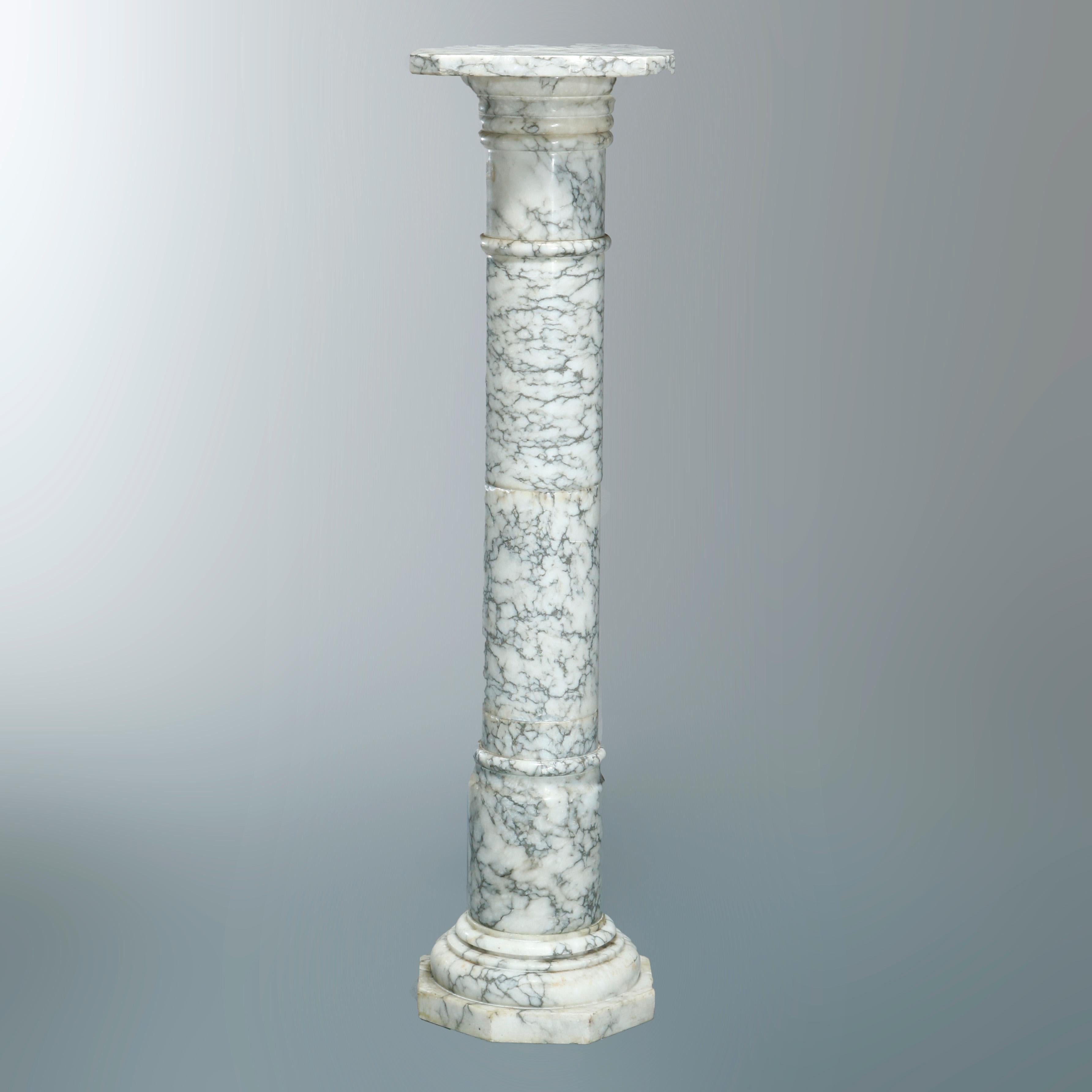 Antique Neo-Classical Variegated Marble Sculpture Display Pedestal, circa 1900 In Good Condition For Sale In Big Flats, NY