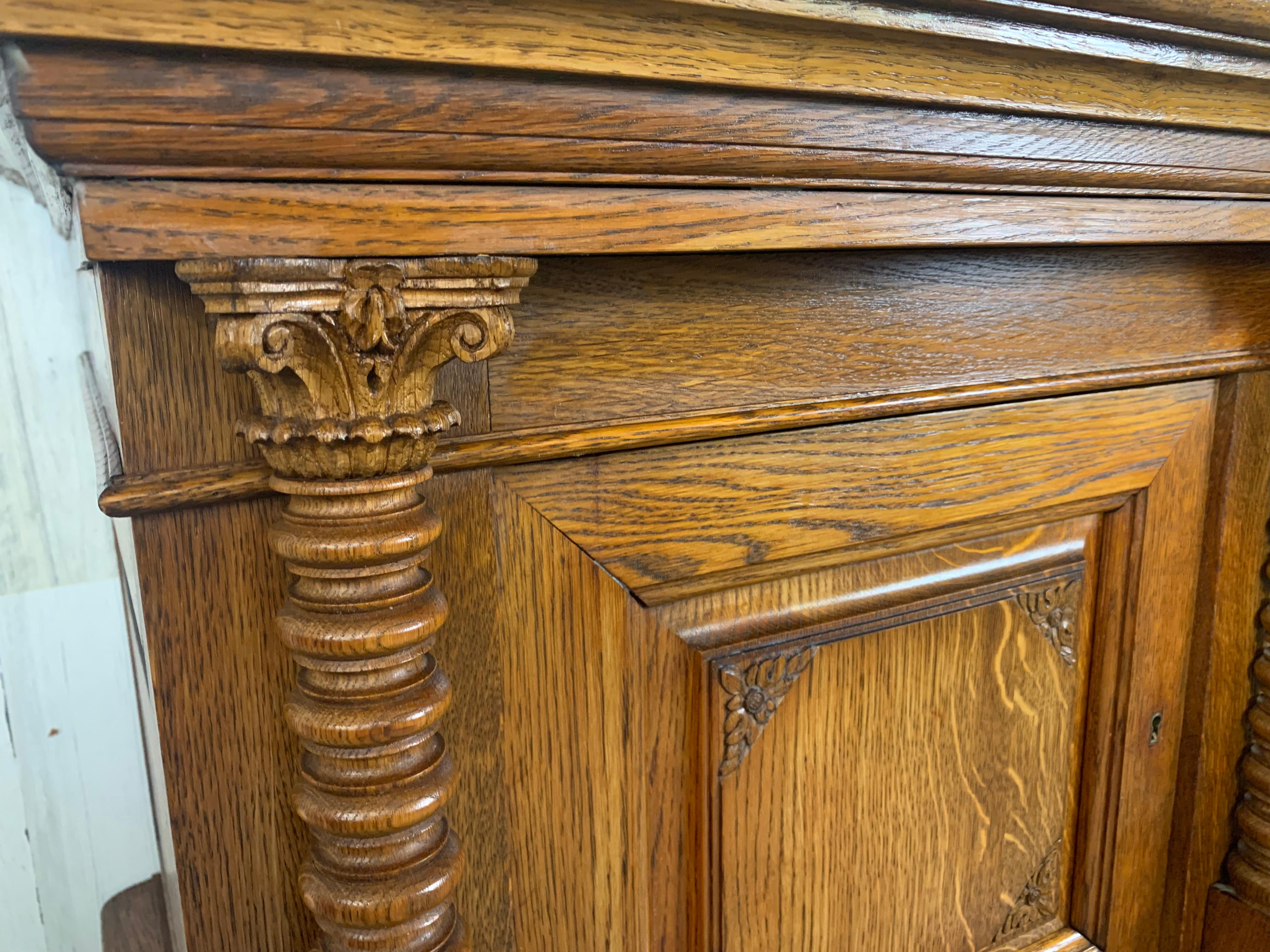 Oak Antique Neo Classicial Petit Buffet For Sale