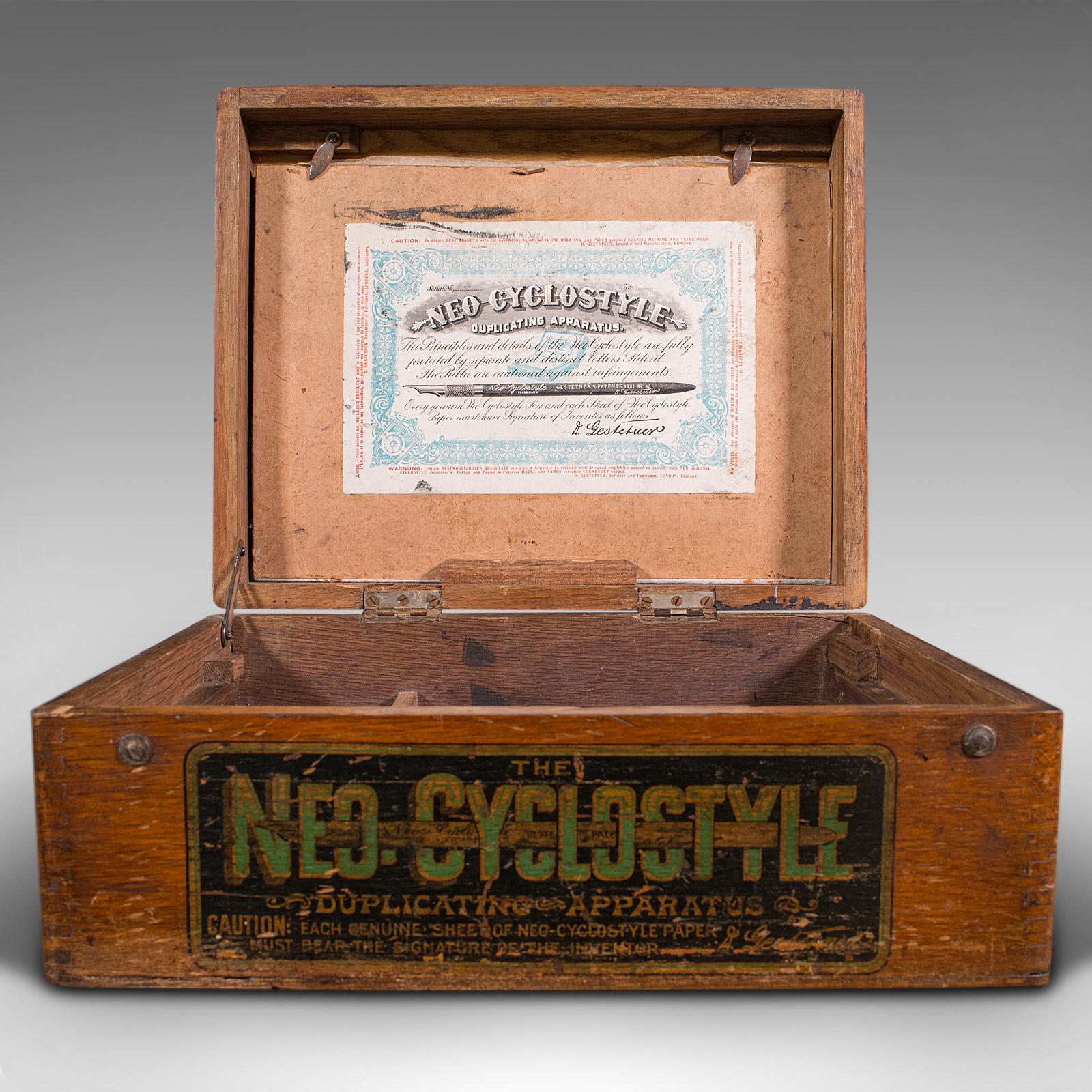 Antique Neo Cyclostyle Printing Machine, Duplicating Apparatus, Victorian, 1890 3