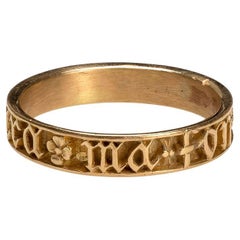 Antiker neogotisch-gotisch-goldener Ring mit Inschrift