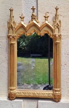 Antique Neo-gothic Mirror—gilded With Gold Leaf—19th Century
