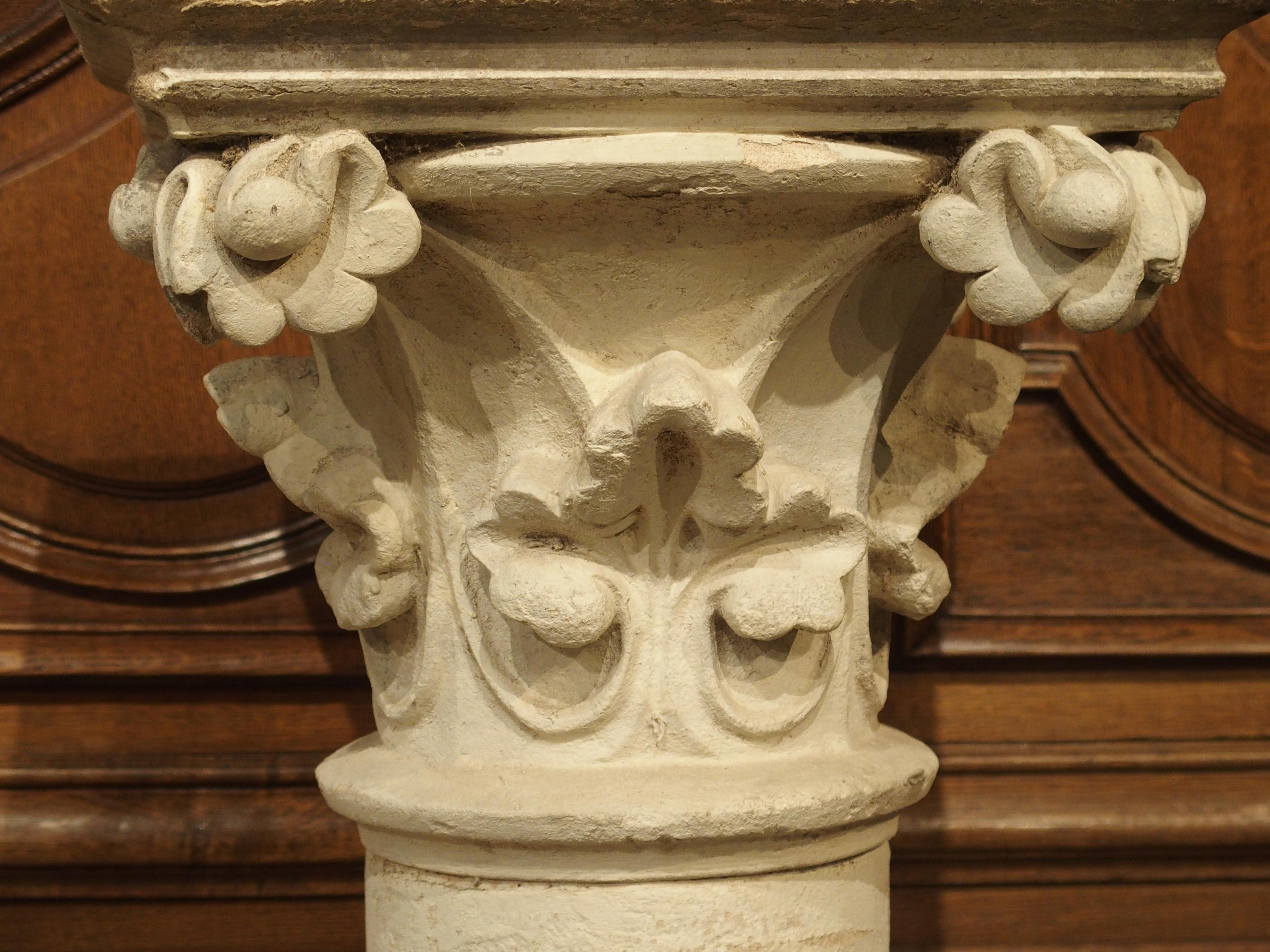 French Antique Neo-Gothic Terra Cotta Pedestal from France, circa 1890