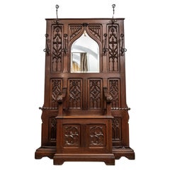 Antique Neo-Gothic wall hanging with bench