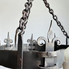 Antique Neo-Medieval Wrought Iron Chandeliers, Early 20th Century