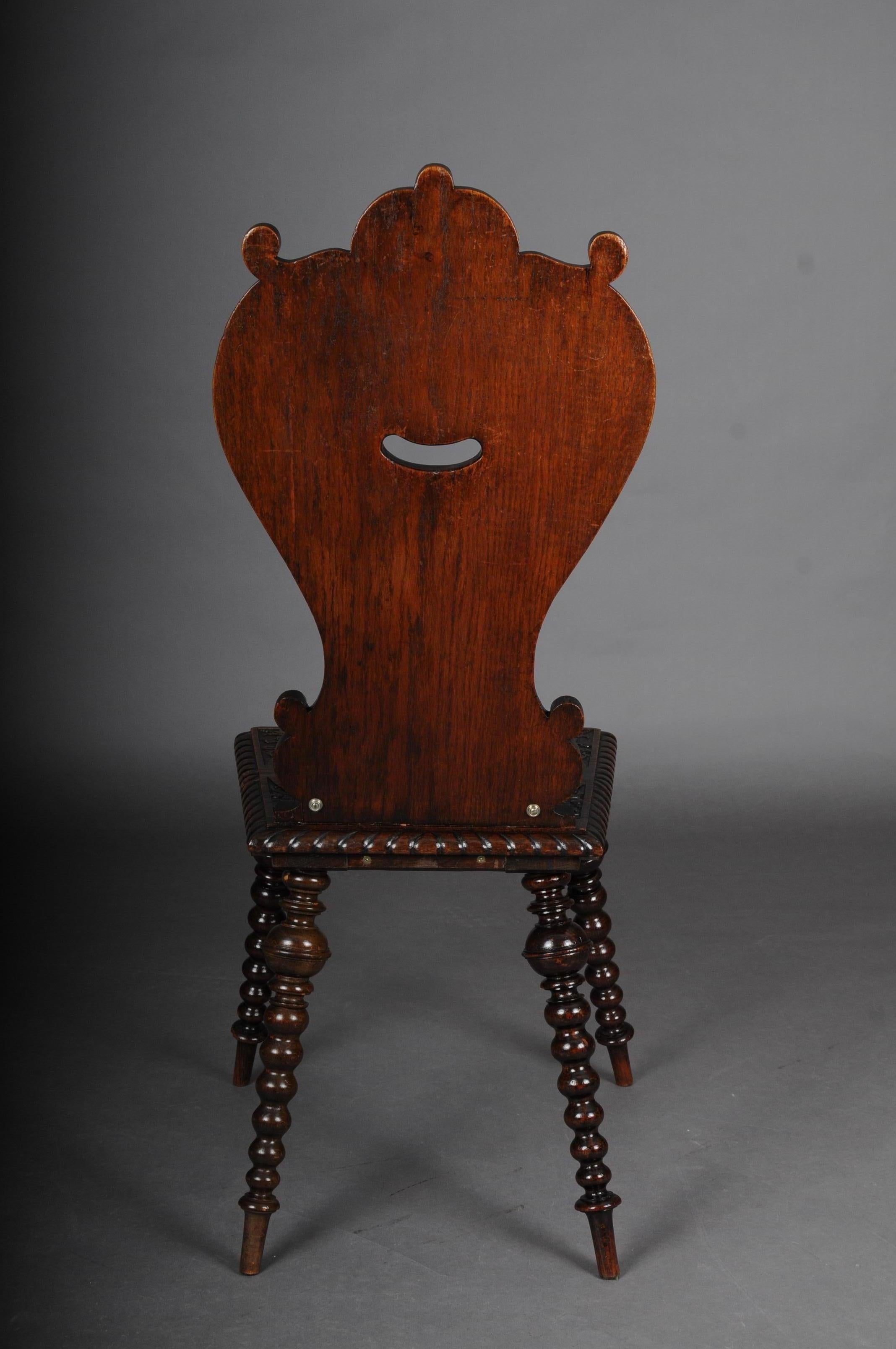 19th Century Antique Neo Renaissance Board Chair Historicism Around 1870, Oak B For Sale