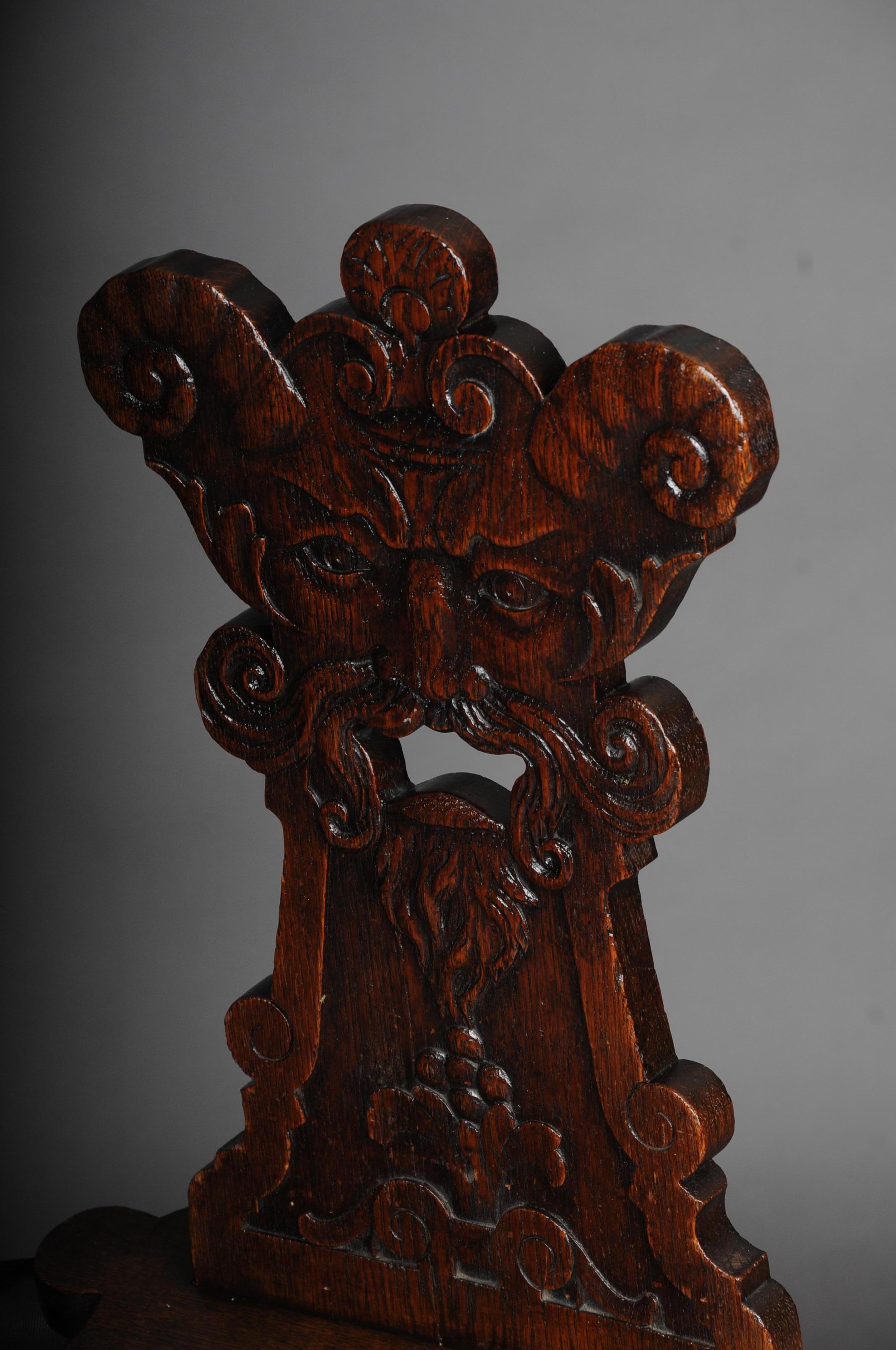 Hand-Carved Antique Neo Renaissance Board Chair Historicism circa 1870, Oak C For Sale