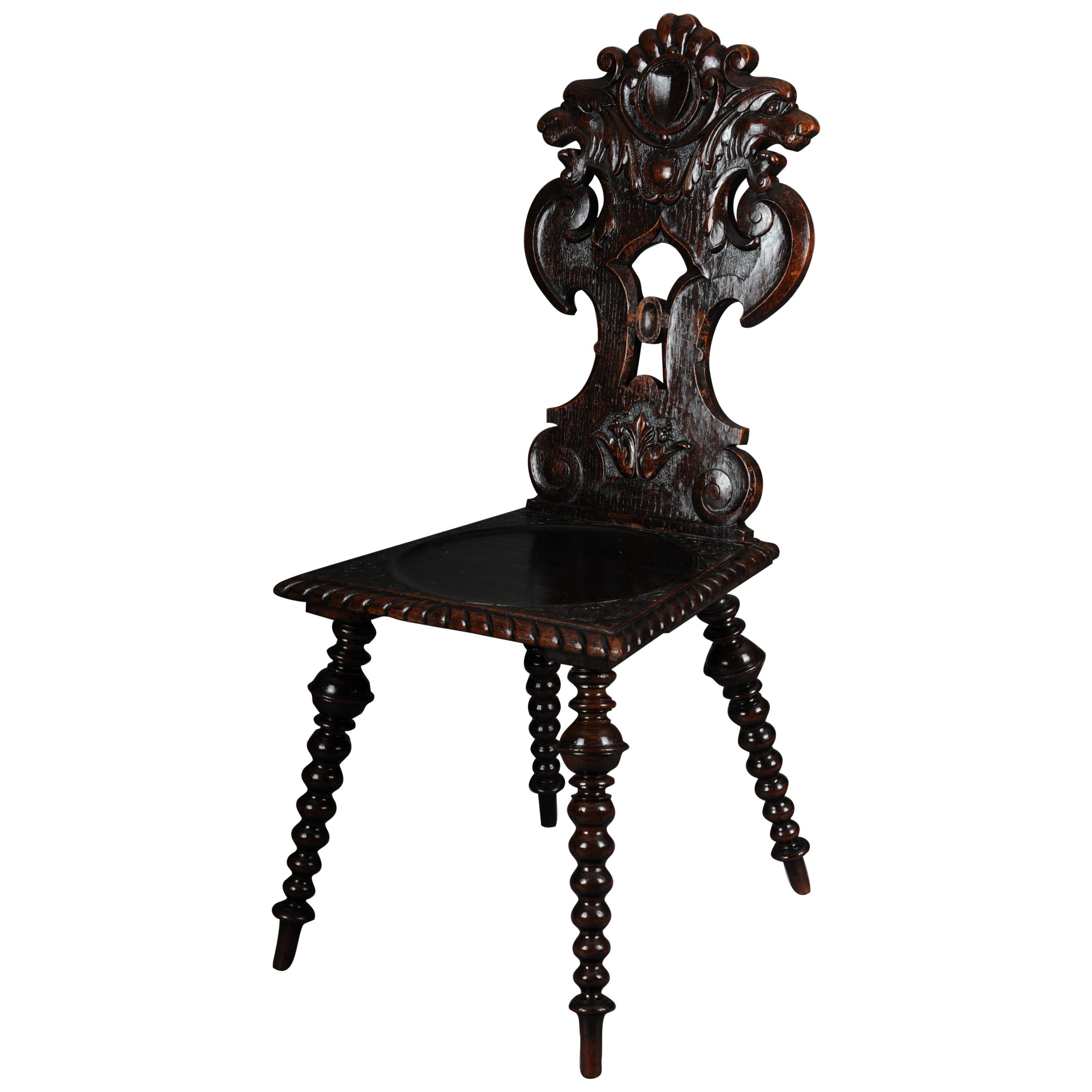 Antique Neo Renaissance Board Chair Historicism circa 1870, Oak A For Sale