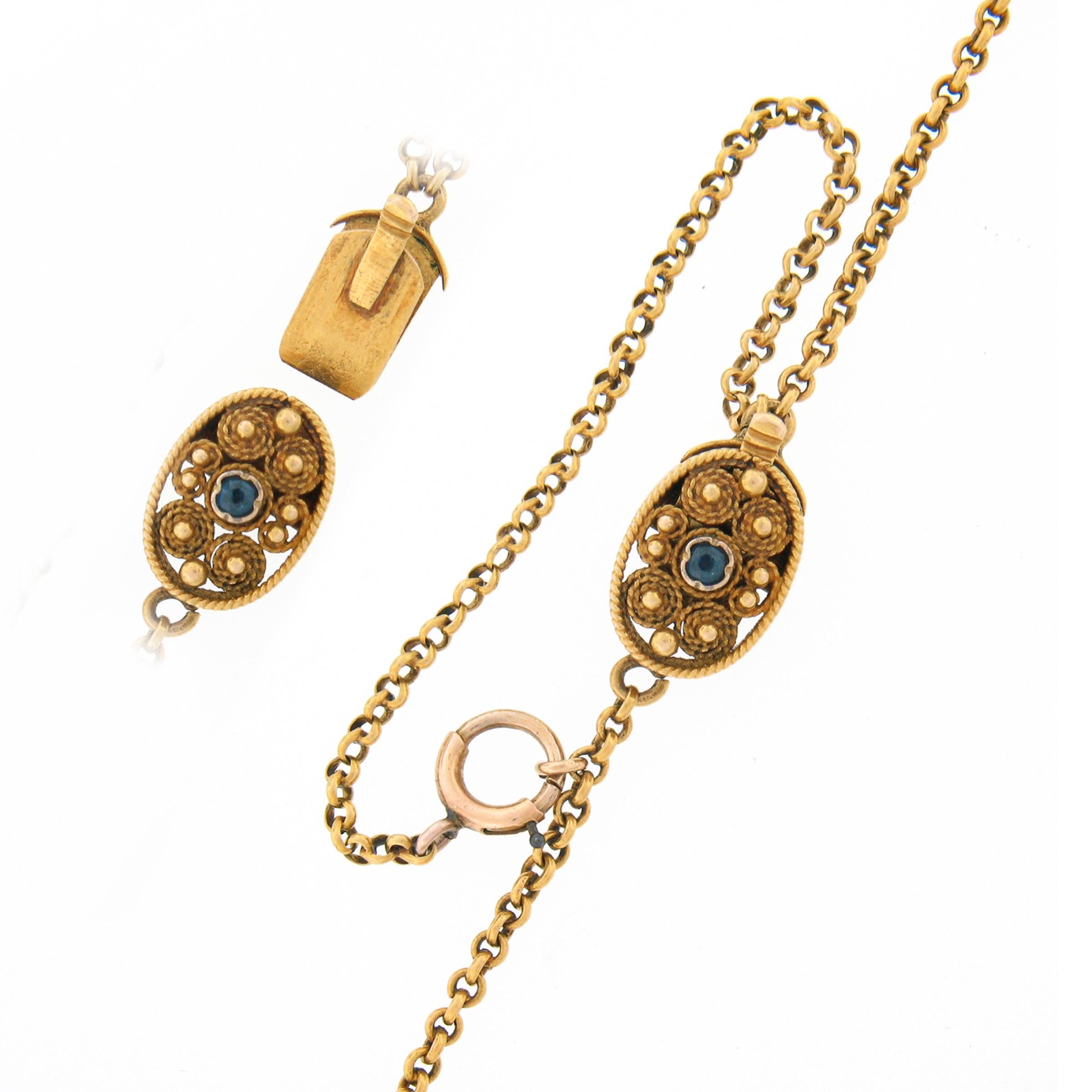 Antique Neo Renaissance Pallotti 18K Gold Sapphire Ruby Pearl Choker Necklace 1