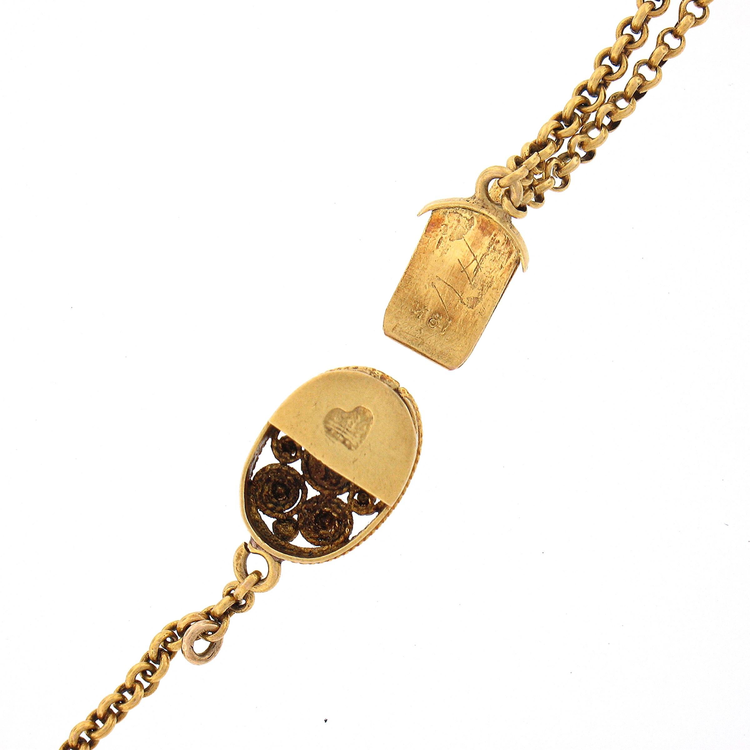 Antique Neo Renaissance Pallotti 18K Gold Sapphire Ruby Pearl Choker Necklace 2