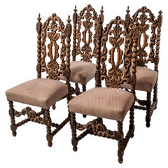Antique Neo-Renaissance solid oak chairs