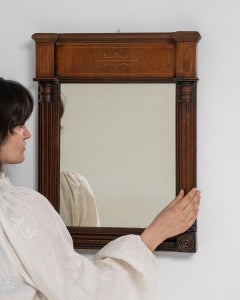 Antique Neo-Renaissance Wall Mirror, Dark Walnut Frame, France, 1900s