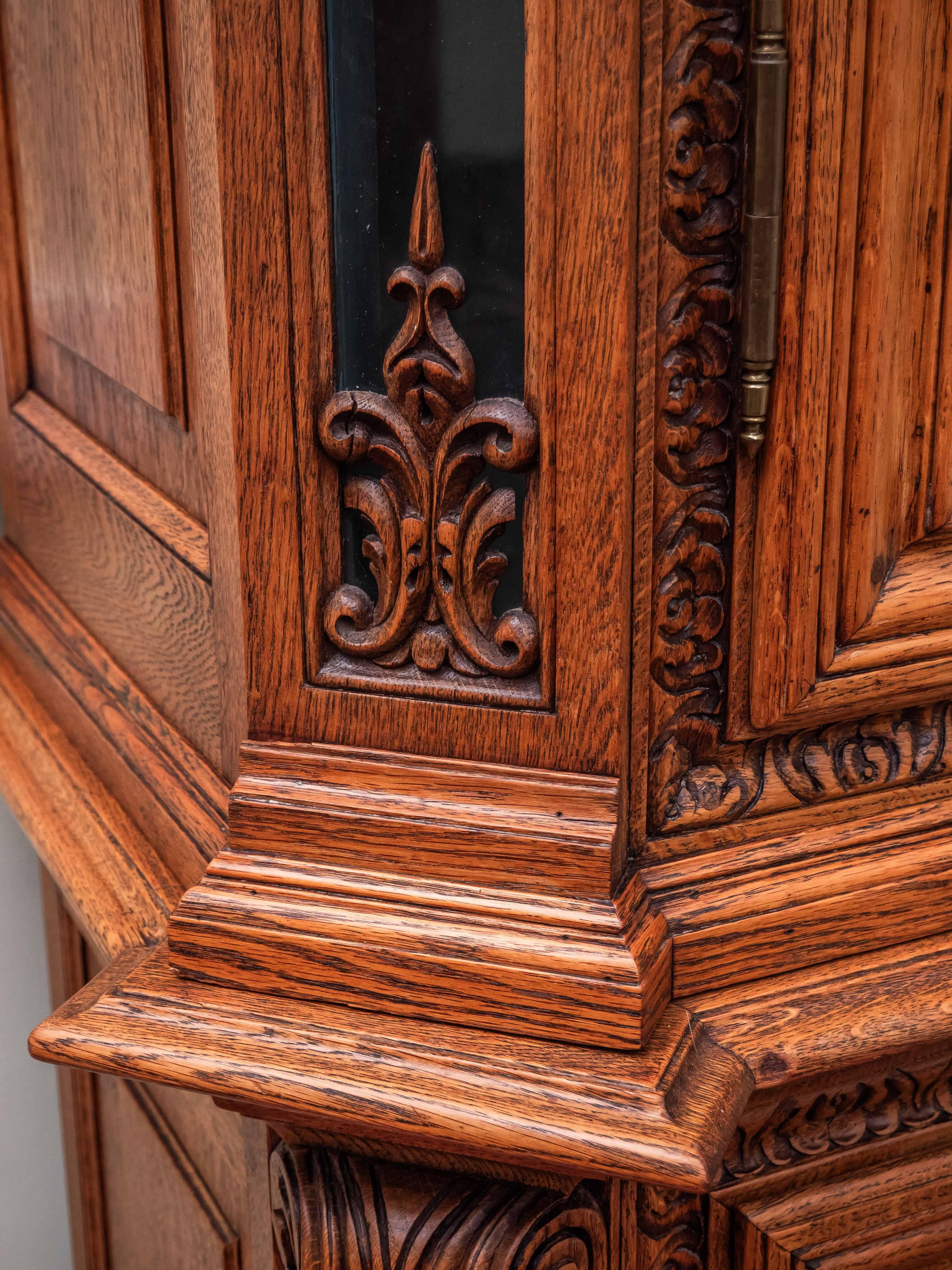 Antique Neo-Rococo bookcase / sideboard oak For Sale 5