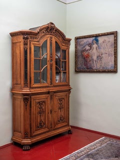 Antique Neo-Rococo bookcase / sideboard oak