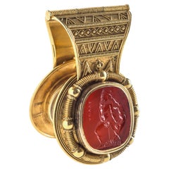 Antique Neoarchaeological Bulla Carnelian Intaglio Granulation Gold Locket