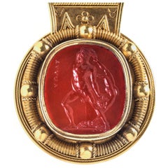 Antique Neoarchaeological Bulla Carnelian Intaglio Granulation Gold Locket