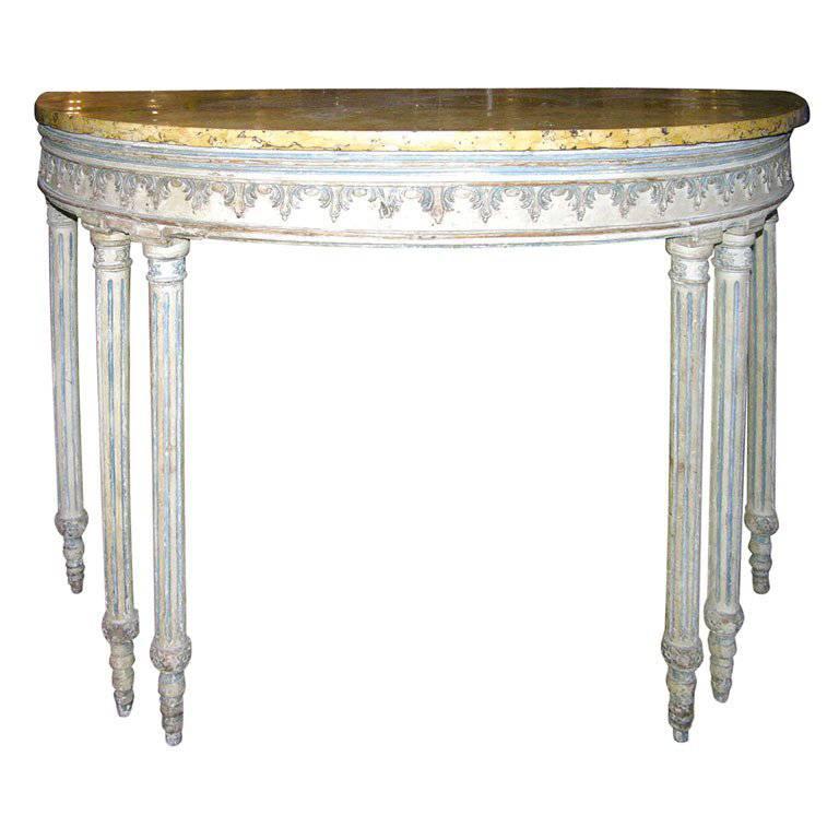 Antique Neoclassic Painted Console Table For Sale