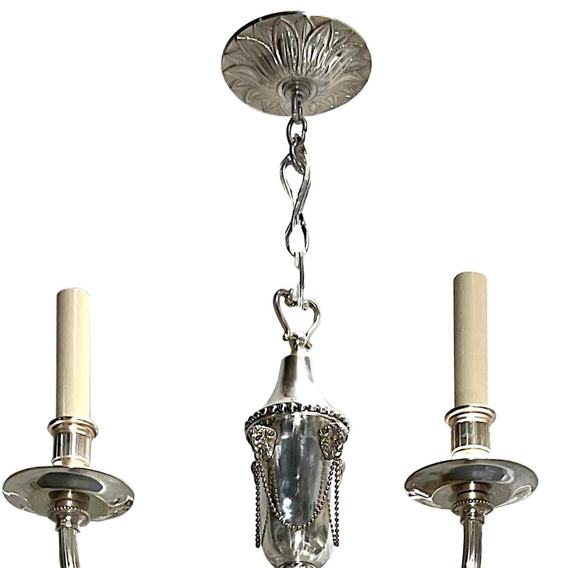 Antique Neoclassic Silver Plated Chandelier For Sale 2